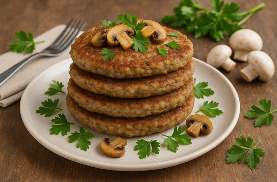 Гречневые оладьи с шампиньонами